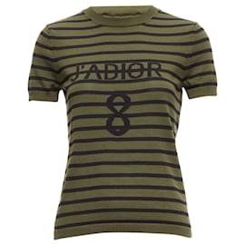 Dior-Christian Dior J'Adior stripe silk cotton knitted top-Green