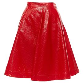 Falda A-line arrugada de alto brillo de MSGM Roja