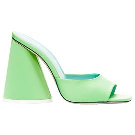The Attico Luz mint satin sculptural cone heel open toe mule Green