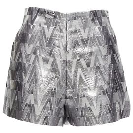 Valentino Garavani V Optical metallic silver graphic jacquard shorts Silvery Metallic
