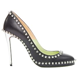 Christian Louboutin-Christian Louboutin Dorispiky silver punk spike stud round pump-Black