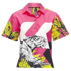 Dior-Christian Dior D-Jungle Pop Tiger print poplin short sleeve shirt-Pink