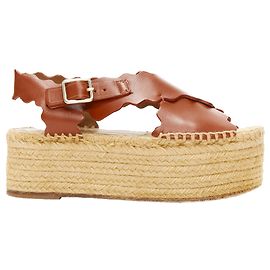 Chloé Sandália plataforma de jute espadrille com fivela de borda ondulada Chloe Marrom