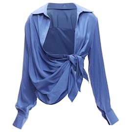Asymmetrische Drapé-Bluse Jacquemus Le Collection Blau