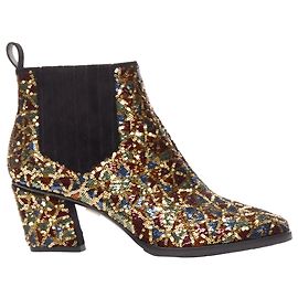 Bottines à talon bloc en sequins géométriques Skyscraper de Roger Vivier Doré Métallisé
