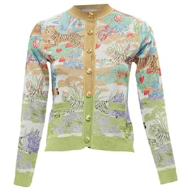 Gucci-Gucci Limited oriental tiger metallic lurex GG button cardigan-Multiple colors