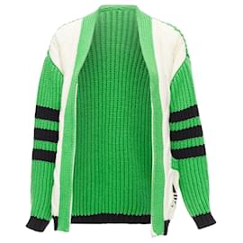 Gucci-Gucci ADIDAS logo pocket varsity cable knit cardigan coat-Green