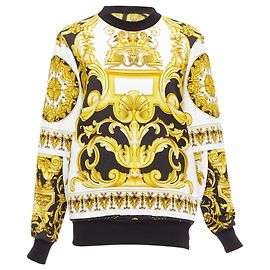 Suéter de algodón con estampado Barocco Tribute de Versace Negro