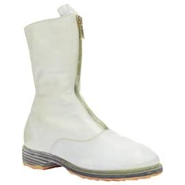 Autre Marque-GUIDI tumbled washed soft leather zip boot-Grey