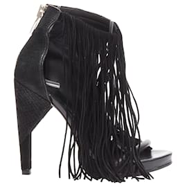 Autre Marque-Alexander Wang Dree suede embossed angular heel sandal-Black
