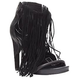 Autre Marque-Alexander Wang Dree suede embossed angular heel sandal-Black