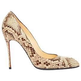 Christian Louboutin-Christian Louboutin natural scaled leather point toe stiletto pump-Brown
