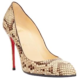 Christian Louboutin-Christian Louboutin natural scaled leather point toe stiletto pump-Brown