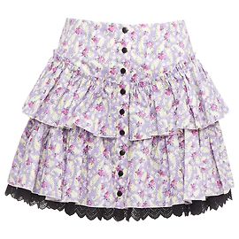 Saia Mini Prairie Marc Jacobs com estampa floral em renda Roxo