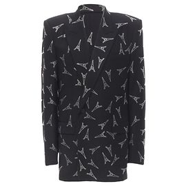 Balenciaga Demna Eiffel Tower Kristall Power Blazer Schwarz