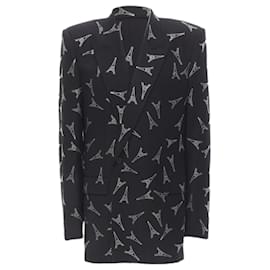 Balenciaga-Balenciaga Demna Eiffel Tower crystal Power blazer-Black