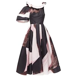 Alexander Mcqueen-Alexander McQueen Charles Arni Brhstroke print asymmetric gown-Black