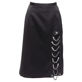 gonna in satin argento con catena di gioielli CHRISTOPHER KANE Nero