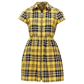 Dior-Christian Dior punk plaid tartan wool zip dress-Yellow