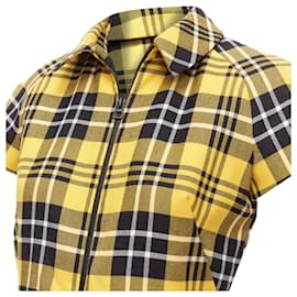 Dior-Christian Dior punk plaid tartan wool zip dress-Yellow
