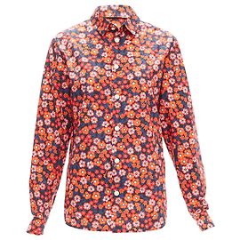 Camicia a maniche lunghe in cotone con stampa floreale Marni Blu
