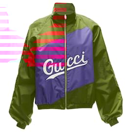 Gucci-Gucci Script logo nylon track coach jacket-Red