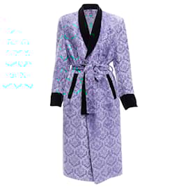 Autre Marque-GVGV tapestry jacquard velvet belted robe coat-Purple