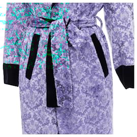 Autre Marque-GVGV tapestry jacquard velvet belted robe coat-Purple