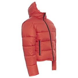 Balenciaga-Balenciaga Demna grid nylon logo cropped zip down puffer jacket-Red