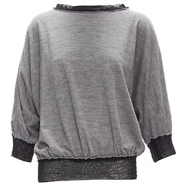 Lanvin Batwing-Pullover aus Wolle und Kaschmir mit Netzbesatz Grau