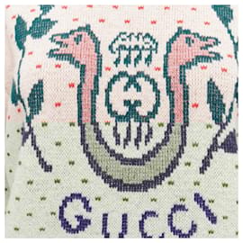 Gucci-Gucci wool fairisle Crest logo intarsia sweater top-White,Cream