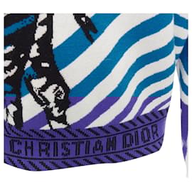 Dior-Christian Dior D-Jungle Pop Zebra graphic cashmere sweater-Blue