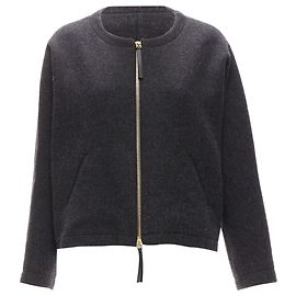 Marni Wolle-Leder-Mix Doppelreißverschluss Trapezjacke Grau