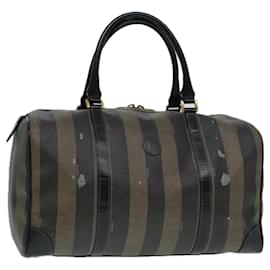 Fendi-Sac Boston en toile Pecan FENDI marron noir or Auth 90887-Marron,Noir,Doré