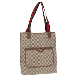 Gucci-GUCCI GG Canvas Web Sherry Line Tote Bag PVC Beige 002 39 6487 Auth 91002-Beige