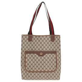 Gucci-GUCCI GG Canvas Web Sherry Line Tote Bag PVC Beige 002 39 6487 Auth 91002-Beige