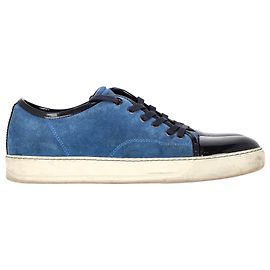 Sneaker basse con punta in vernice Lanvin DBB1 in suede blu Blu