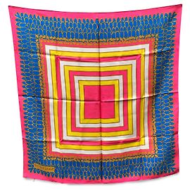 Yves Saint Laurent Vintage Pink Blue Multicolour Squares Silk Scarf Multiple colors