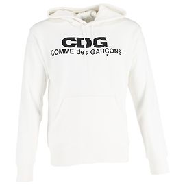 Comme Des Garcons Sudadera de algodón blanco con estampado del logo Comme Des Garçon CDG Blanco