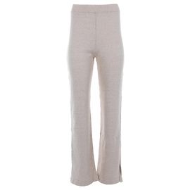 Pantalones de campana de algodón beige de cintura alta tejidos de Nanushka Beige