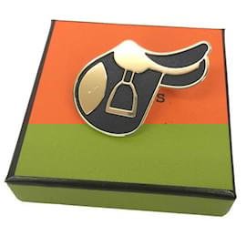 Hermès-Anneau de foulard Hermes A Cheval en or-Doré