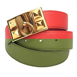 Hermès-Hermes Leather Belt for Women-Red