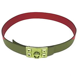 Hermès-Hermes Leather Belt for Women-Red