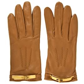 Hermès-Hermes Kelly Gloves in Brown Lambskin-Brown