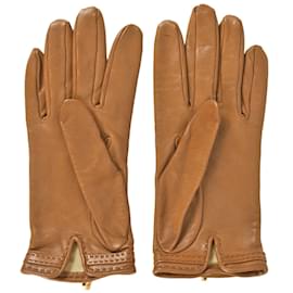 Hermès-Hermes Kelly Gloves in Brown Lambskin-Brown