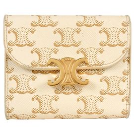 Céline Carteira Pequena com Aba Celine Triomphe Marrom Cru