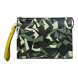Fendi-FENDI Camouflage Second Bag Leather-Black,Green
