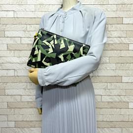 Fendi-FENDI Camouflage Second Bag Leather-Black,Green