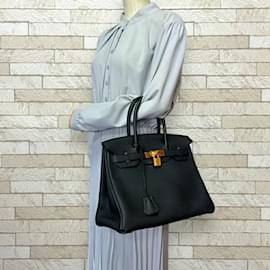 Hermès-Hermes Birkin 30 Handbag in Black Togo Leather-Black