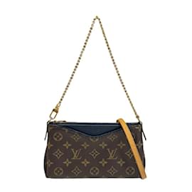 Louis Vuitton-Louis Vuitton Pallas Scratch Monogram Shoulder Bag-Brown,Navy blue